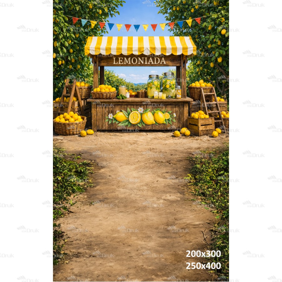 Tło fotograficzne „Cytrynowy stragan z lemoniadą w sadzie” | 4014